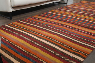 Striped Kilim Runner Rug - Thumbnail