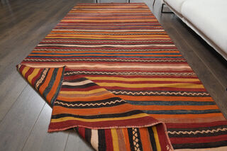 Striped Kilim Runner Rug - Thumbnail