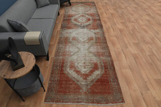 Coral Turkish Anatolian Runner Rug - Thumbnail