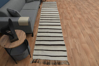 Striped Flatweave Turkish Runner - Thumbnail