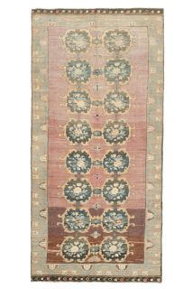 Ikat Turkish Wide Anatolian Runner Rug - Thumbnail