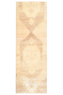 Antique Neutral Turkish Runner Rug - Thumbnail