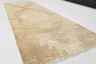 Antique Neutral Turkish Runner Rug - Thumbnail