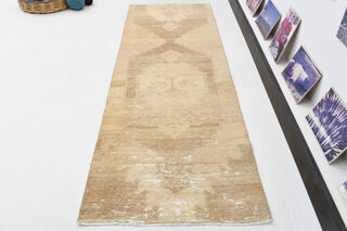 Antique Neutral Turkish Runner Rug - Thumbnail