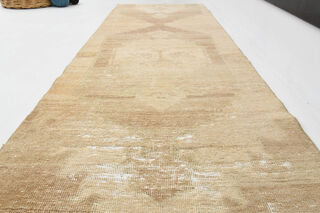 Antique Neutral Turkish Runner Rug - Thumbnail