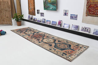 Pastel Red- Turkish Runner Rug - Thumbnail