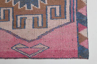 Pink Vintage Turkish Runner Rug - Thumbnail