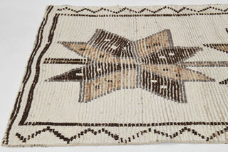 Hand-Knotted White Turkish Runner Rug - Thumbnail