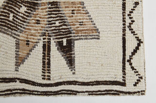 Hand-Knotted White Turkish Runner Rug - Thumbnail