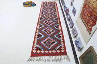 Flatweave Tasseled - Turkish Runner Rug - Thumbnail