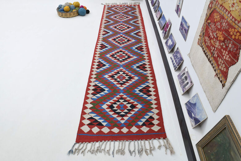 Flatweave Tasseled - Turkish Runner Rug