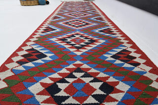 Flatweave Tasseled - Turkish Runner Rug - Thumbnail