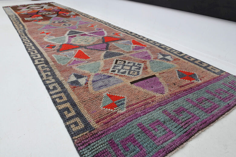 Hand-Knotted Vintage Runner Rug