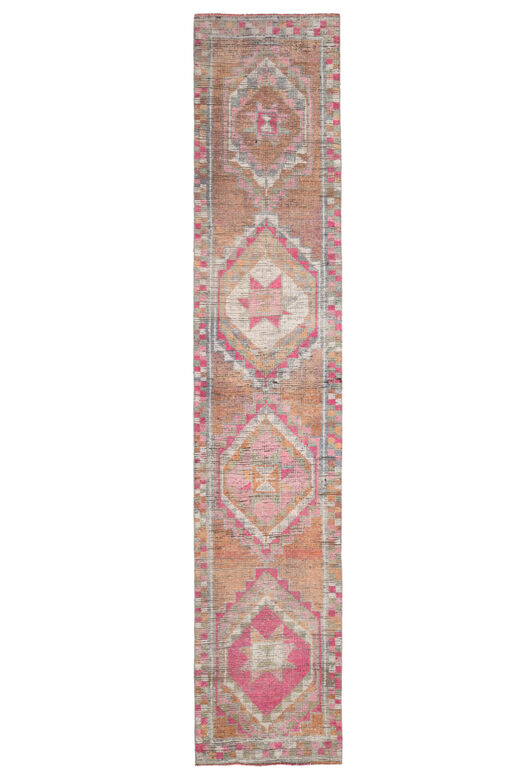 Hand-Knotted Vintage Herki Runner Rug