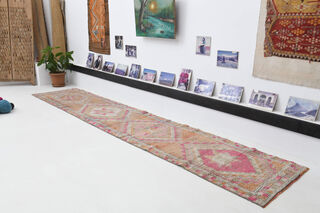 Hand-Knotted Vintage Herki Runner Rug - Thumbnail