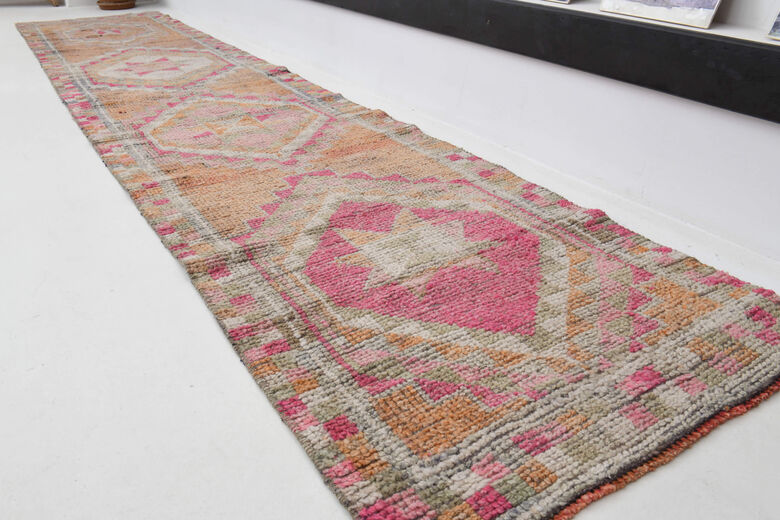 Hand-Knotted Vintage Herki Runner Rug