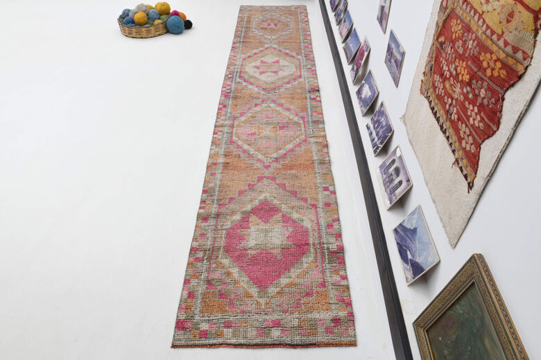 Hand-Knotted Vintage Herki Runner Rug