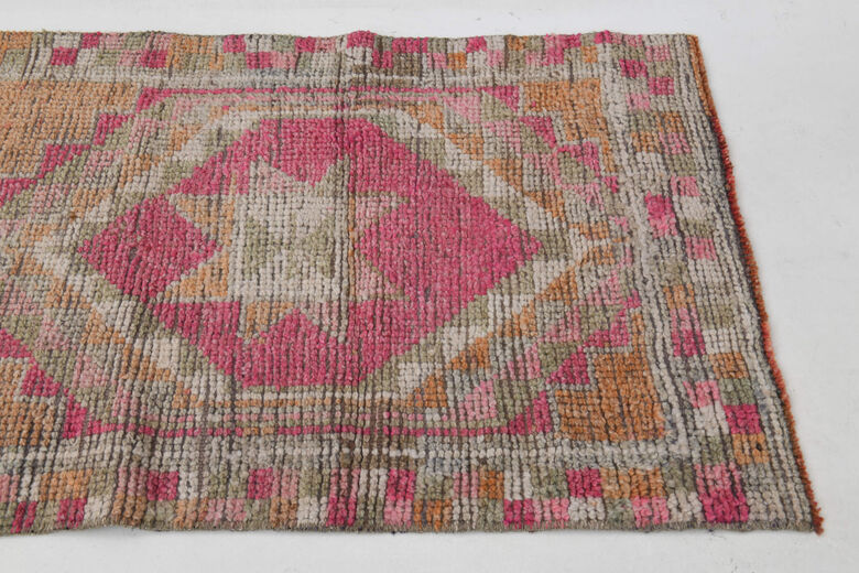 Hand-Knotted Vintage Herki Runner Rug