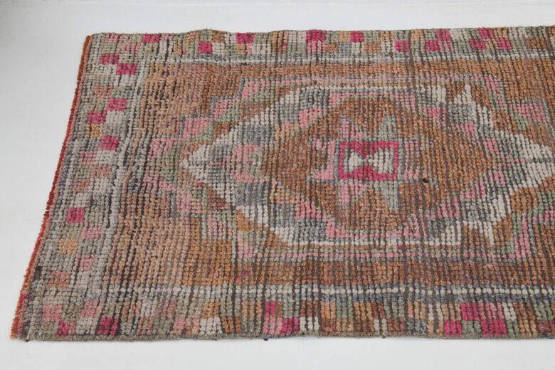 Hand-Knotted Vintage Herki Runner Rug