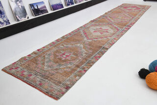 Hand-Knotted Vintage Herki Runner Rug - Thumbnail