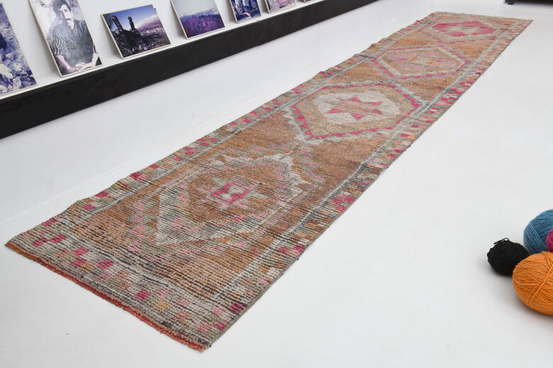 Hand-Knotted Vintage Herki Runner Rug