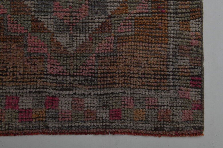 Hand-Knotted Vintage Herki Runner Rug