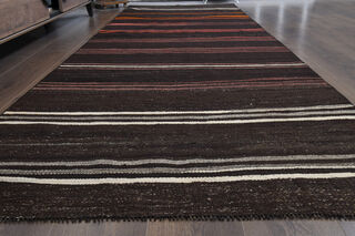 Turkish Striped Kilim Runner Rug - Thumbnail