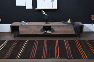 Turkish Striped Kilim Runner Rug - Thumbnail