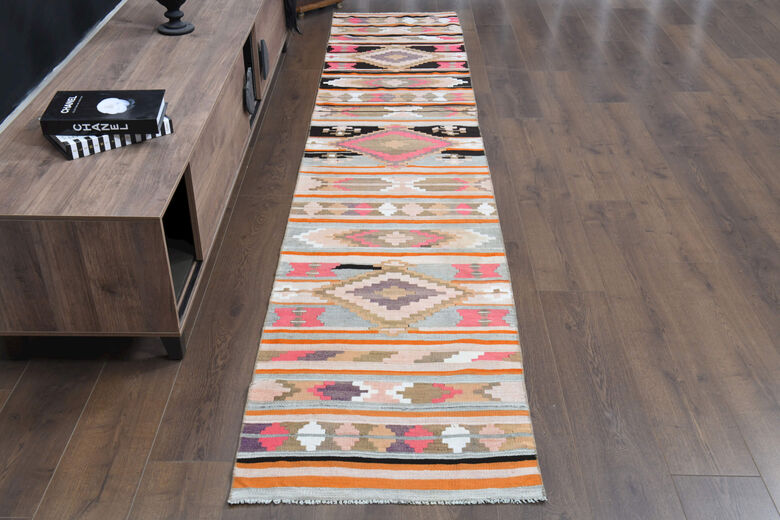 Ikat Turkish Kilim Runner Rug