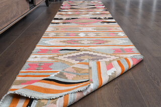 Ikat Turkish Kilim Runner Rug - Thumbnail