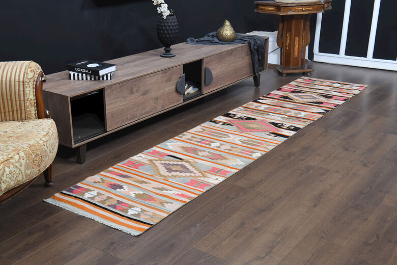 Ikat Turkish Kilim Runner Rug