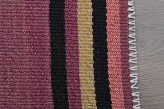 Turkish Kilim Runner Rug - Pink Purple Striped - Thumbnail