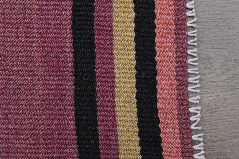 Turkish Kilim Runner Rug - Pink Purple Striped