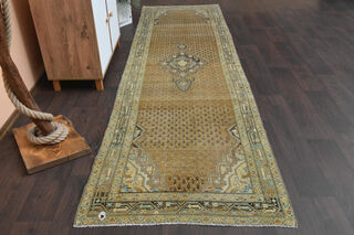 Amber Colored Vintage Runner Rug - Thumbnail