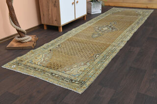 Amber Colored Vintage Runner Rug - Thumbnail