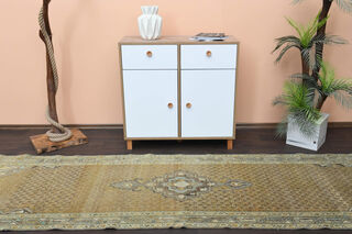 Amber Colored Vintage Runner Rug - Thumbnail