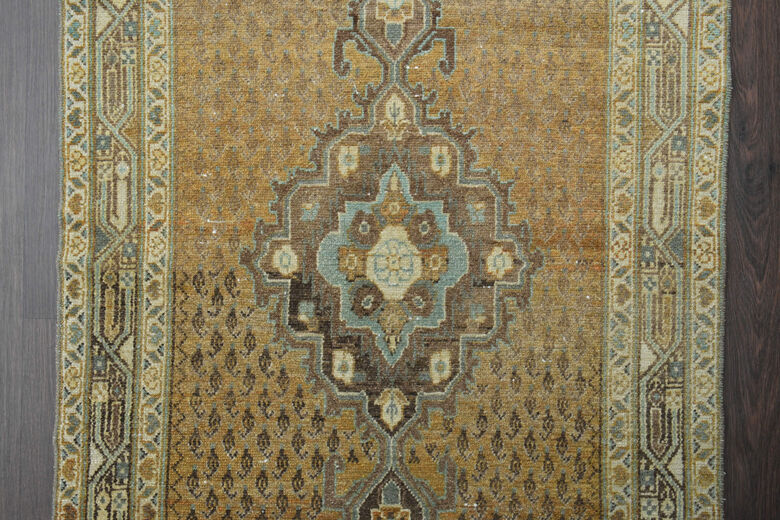 Amber Colored Vintage Runner Rug