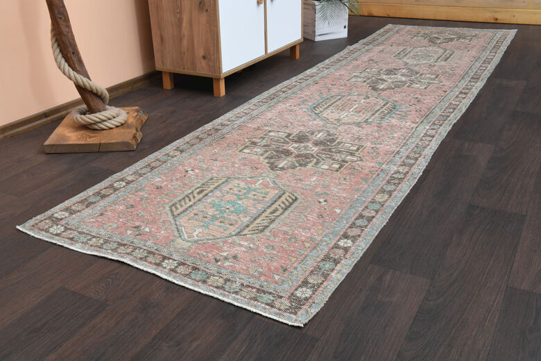 3'x12' Vintage Turkish Runner Rug