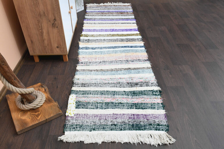 Fresh Colors - Vintage Kilim Runner Rug