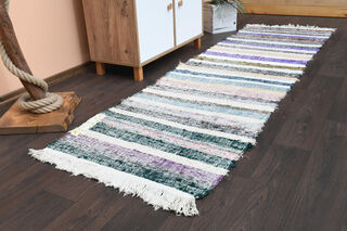 Fresh Colors - Vintage Kilim Runner Rug - Thumbnail