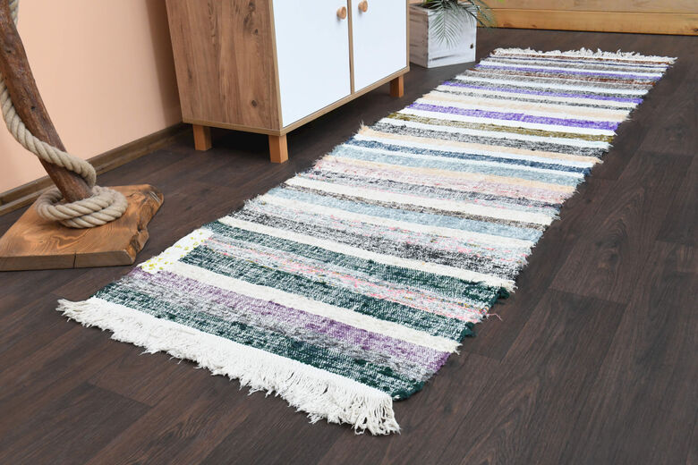 Fresh Colors - Vintage Kilim Runner Rug