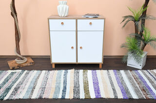 Fresh Colors - Vintage Kilim Runner Rug - Thumbnail