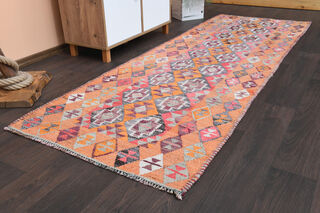 Woven Kilim Turkish Runner Rug - Thumbnail