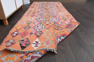 Woven Kilim Turkish Runner Rug - Thumbnail