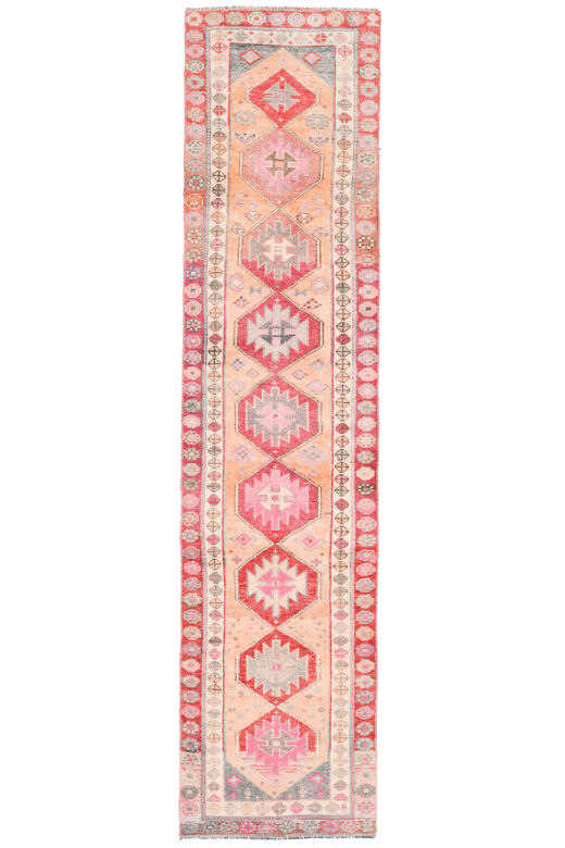 Peach & Red - Turkish Runner Rug