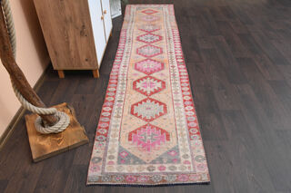 Peach & Red - Turkish Runner Rug - Thumbnail