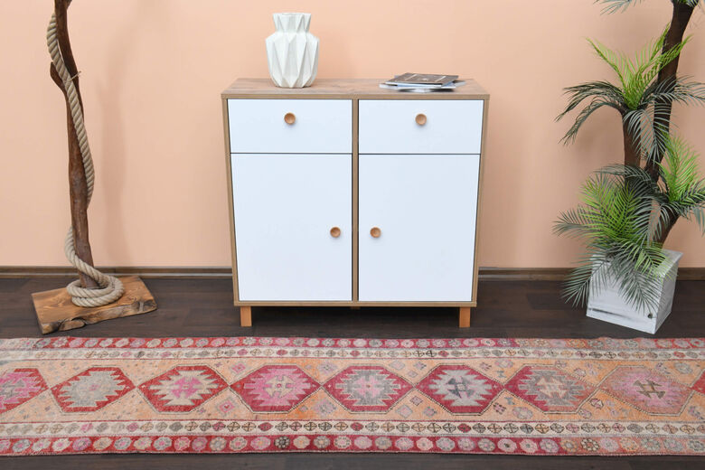 Peach & Red - Turkish Runner Rug