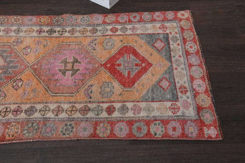 Peach & Red - Turkish Runner Rug