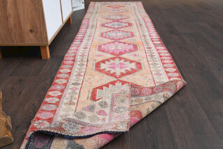 Peach & Red - Turkish Runner Rug - Thumbnail