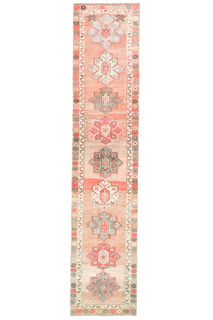 Hand-Knotted Vintage Hallway Runner Rug - Thumbnail
